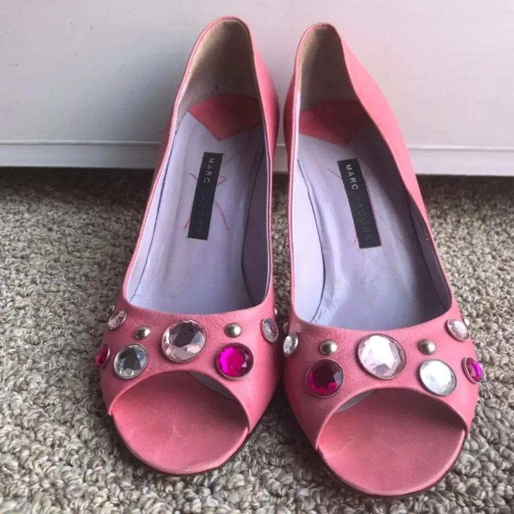 Marc Jacobs‎ 8 Leather Gem Peep Toe Pumps Heels